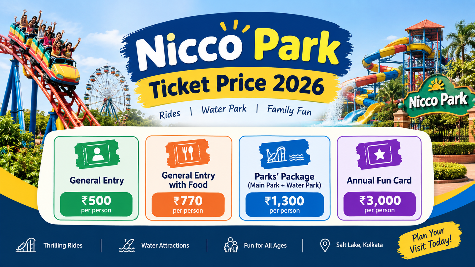 Nicco Park Ticket Price 2026: Entry Fees, Rides, Timings & Complete Visitor Guide