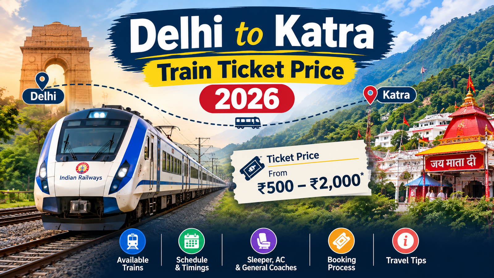 Delhi to Katra Train Ticket Price 2026: Fare, Trains, Timings and Booking Guide